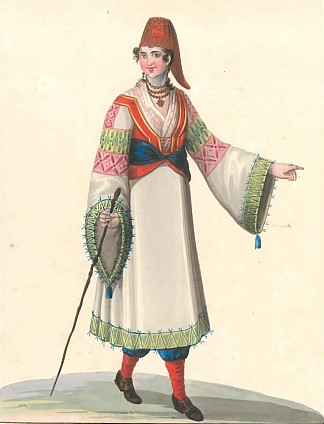 卡拉法格雷西（那不勒斯王国卡拉布里亚省）的服装 Costume of Carafagreci (Province of Calabria in the Kingdom of Naples) (c.1820)，米歇拉·德维托