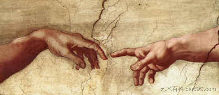 亚当的创造（细节） The Creation of Adam (detail) (1508 - 1512)，米开朗基罗