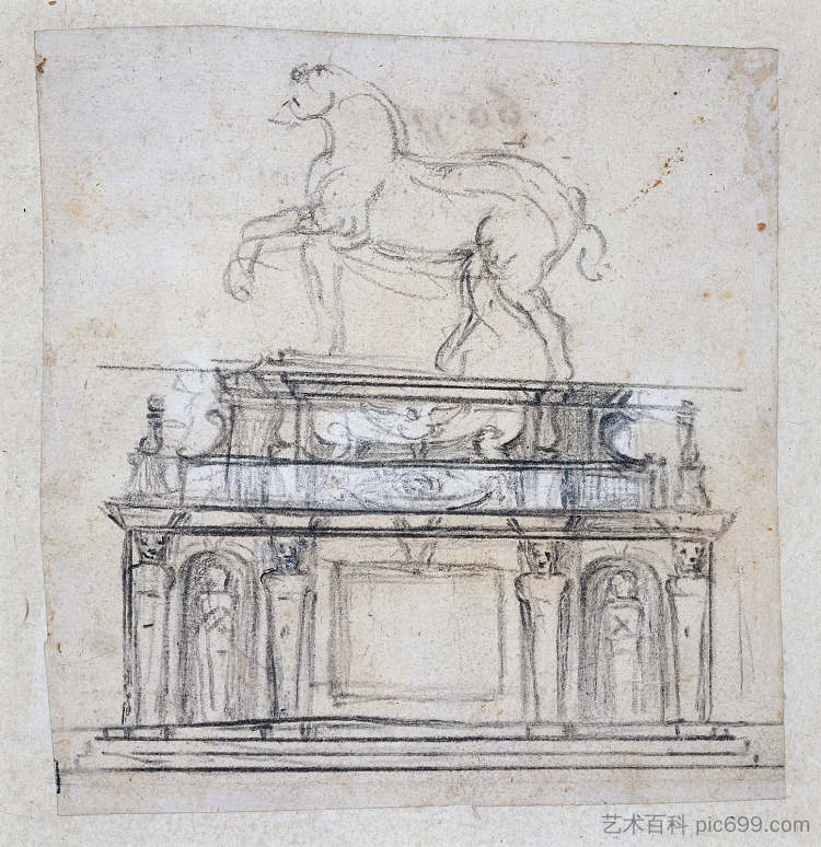法国亨利二世雕像设计 Design for a statue of Henry II of France (c.1559; Rome,Italy ),米开朗基罗