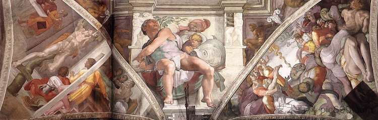 山墙上方的壁画 Frescoes above the altwall (1508 - 1512; Holy See (Vatican City State) ),米开朗基罗