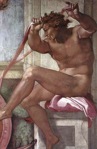 裸体 Ignudo (c.1509)，米开朗基罗