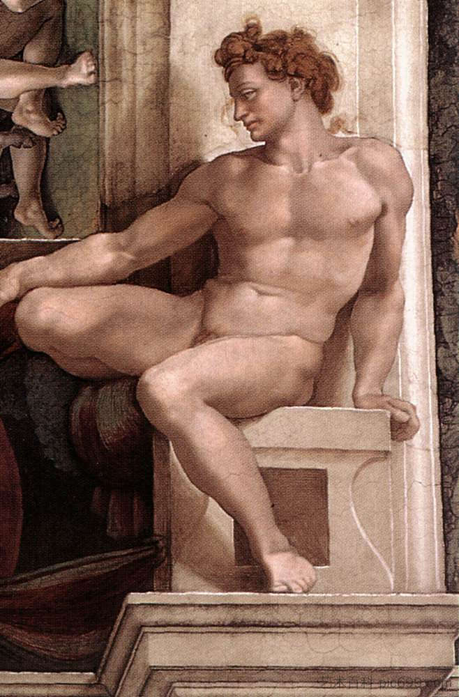 裸体 Ignudo (c.1509)，米开朗基罗