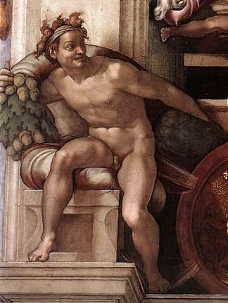 裸体 Ignudo (c.1509)，米开朗基罗