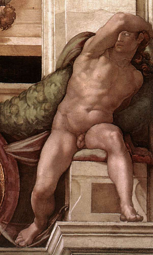 裸体 Ignudo (c.1509)，米开朗基罗