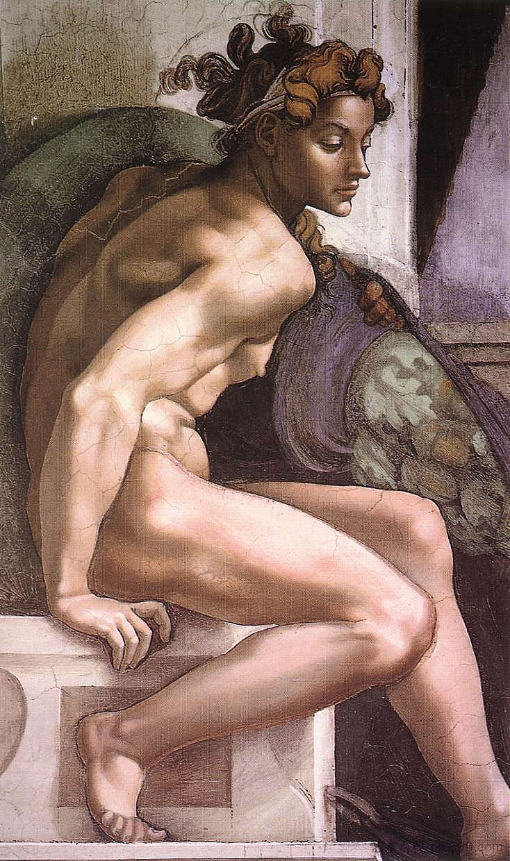 裸体 Ignudo (c.1509)，米开朗基罗