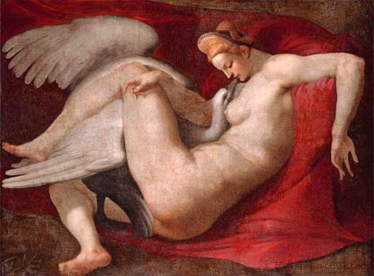 丽达与天鹅 Leda and the Swan (c.1520; Rome,Italy  )，米开朗基罗