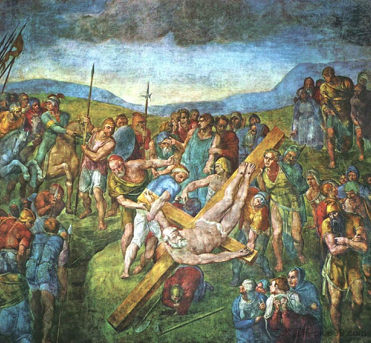 圣彼得殉难 Martyrdom of St.Peter (c.1550; Rome,Italy  )，米开朗基罗