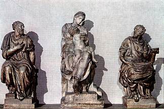 圣科斯马斯和圣达米安之间的美第奇麦当娜 Medici Madonna between St. Cosmas and St. Damian (1531; Florence,Italy                     )，米开朗基罗