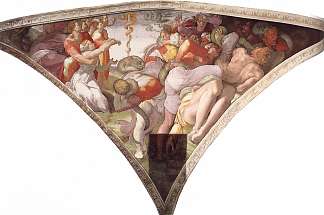 西斯廷教堂天花板：厚颜无耻的蛇 Sistine Chapel Ceiling: The Brazen Serpent (1511)，米开朗基罗