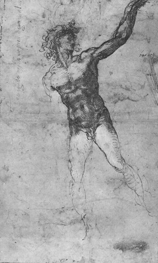 裸体男人的素描（为“卡希纳战役”研究） Sketch of a Nude Man (study for the “Battle of Cascina”) (c.1503; Florence,Italy                     )，米开朗基罗