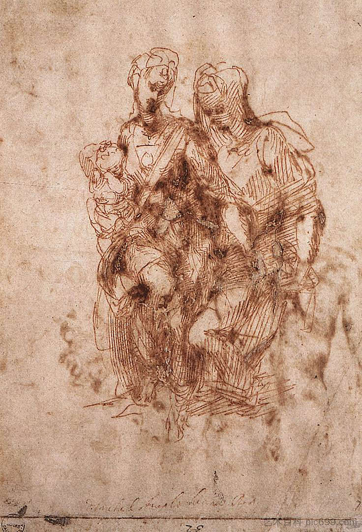 圣安妮与圣母和圣婴基督 St. Anne with Virgin and Child Christ (c.1502; Florence,Italy  )，米开朗基罗