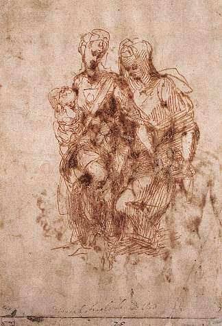 圣安妮与圣母和圣婴基督 St. Anne with Virgin and Child Christ (c.1502; Florence,Italy                     )，米开朗基罗