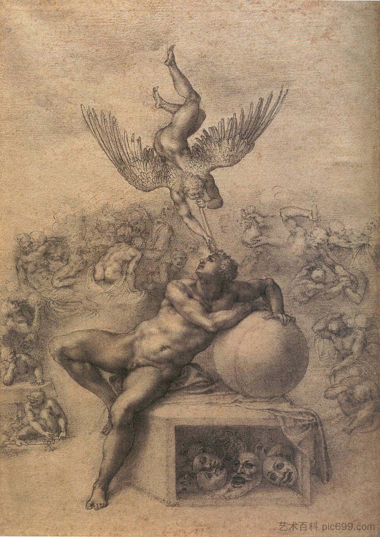 人类生命的梦想 The Dream of Human Life (c.1533; Italy  )，米开朗基罗