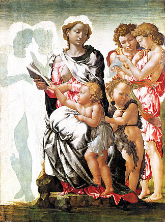 圣母子与圣约翰和天使（曼彻斯特麦当娜） The Virgin and Child with Saint John and Angels (Manchester Madonna) (c.1497; Florence,Italy                     )，米开朗基罗