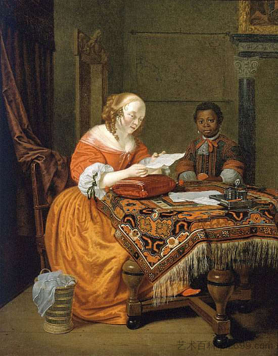 餐桌旁的年轻女孩 A Young Girl at a Table，米希尔·凡·穆谢尔