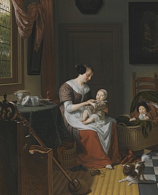 伊娃·维斯彻的室内场景 An Interior Scene with Eva Visscher (1683)，米希尔·凡·穆谢尔