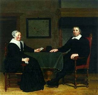 Adriaen Corver和他的妻子Rijckje Theulingh的肖像 Portrait of Adriaen Corver and His Wife Rijckje Theulingh (1666)，米希尔·凡·穆谢尔