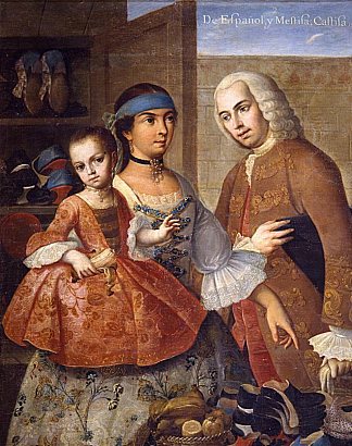 西班牙人和混血儿，卡斯蒂萨 De español y mestiza, castiza (1763)，米格尔·卡布雷拉