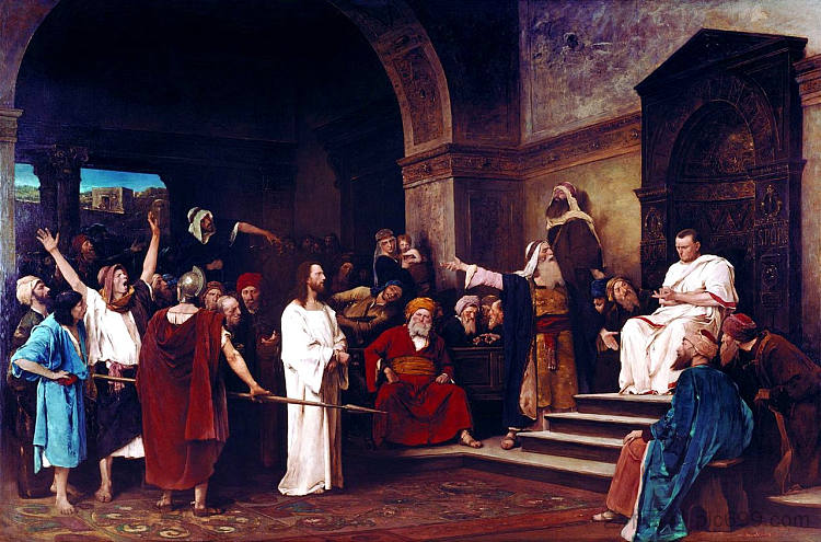 彼拉多之前的基督 Christ Before Pilate (1881),米哈伊·冯·穆卡西斯