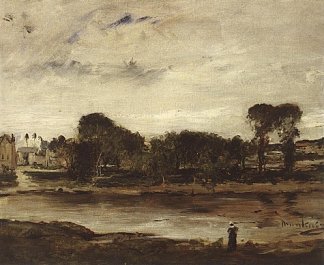 河流景观 Landscape with River (1880)，米哈伊·冯·穆卡西斯