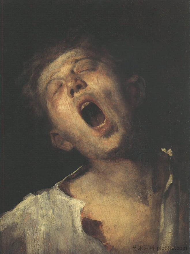 打哈欠的学徒 Yawning Apprentice (1869)，米哈伊·冯·穆卡西斯