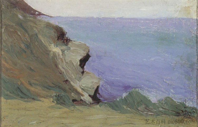 海边的悬崖 Cliff by the sea (1905)，米卡胡斯·科斯坦蒂纳斯·西尼斯