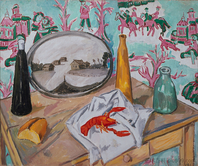 龙虾静物 Still Life with Lobster (1907)，哈伊尔·拉里奥诺夫