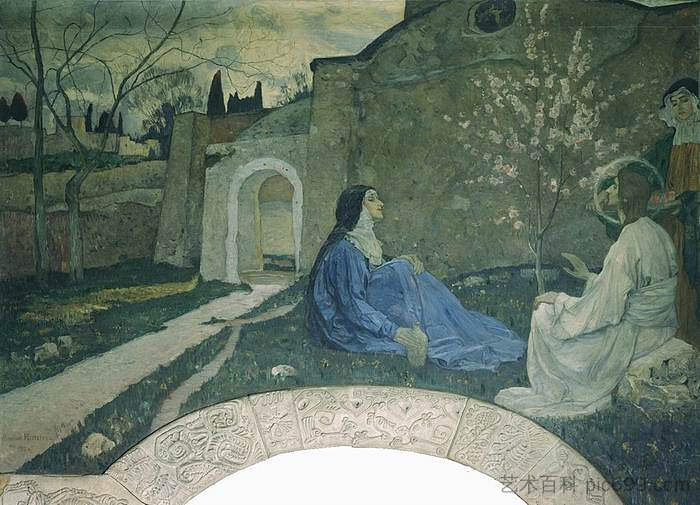 基督与马大和玛丽 Christ with Martha and Mary (1911)，米哈伊尔·涅斯捷罗夫