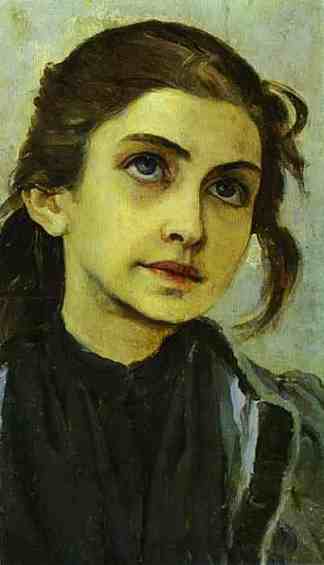 一个女孩的肖像（圣谢尔盖·拉多内日斯基青年研究） Portrait of a Girl (Study for Youth of St. Sergiy Radonezhsky) (c.1890)，米哈伊尔·涅斯捷罗夫