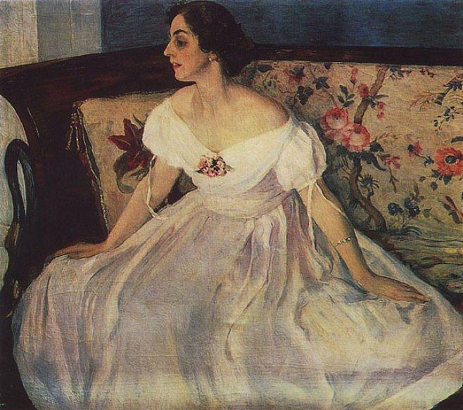 V.M.涅斯捷罗娃的肖像 Portrait of V. M. Nesterova (1908)，米哈伊尔·涅斯捷罗夫