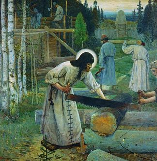 圣塞尔吉乌斯的作品（三联画的中心部分） Saint Sergius’ labours (central part of the triptych) (1896)，米哈伊尔·涅斯捷罗夫
