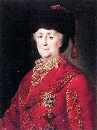 女皇凯瑟琳二世的肖像与旅行礼服 Portrait of Empress Catherine II with traveling dress (1787; Russian Federation                     )，米哈伊尔·希巴诺夫