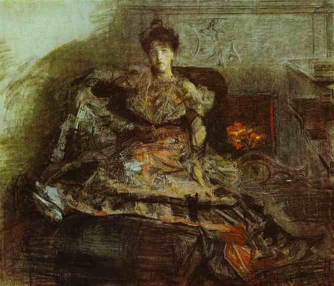 音乐会后娜杰日达·扎贝拉的肖像 After the Concert Portrait of Nadezhda Zabela (1905; Moscow,Russian Federation ),米哈伊尔·弗贝鲁尔