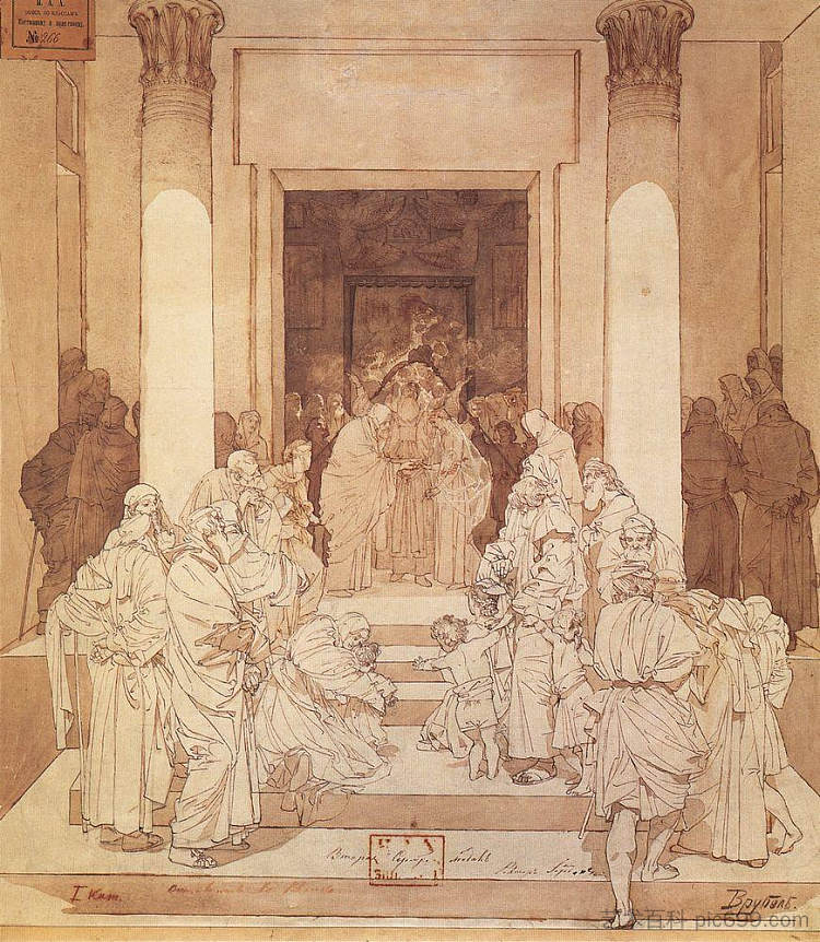 马利亚和约瑟夫的订婚 Betrothal of Mary and Joseph (1881; Leningrad / Sankt-peterburg / Petrograd / Sankt Petersburg / Saint Petersburg,Russian Federation ),米哈伊尔·弗贝鲁尔