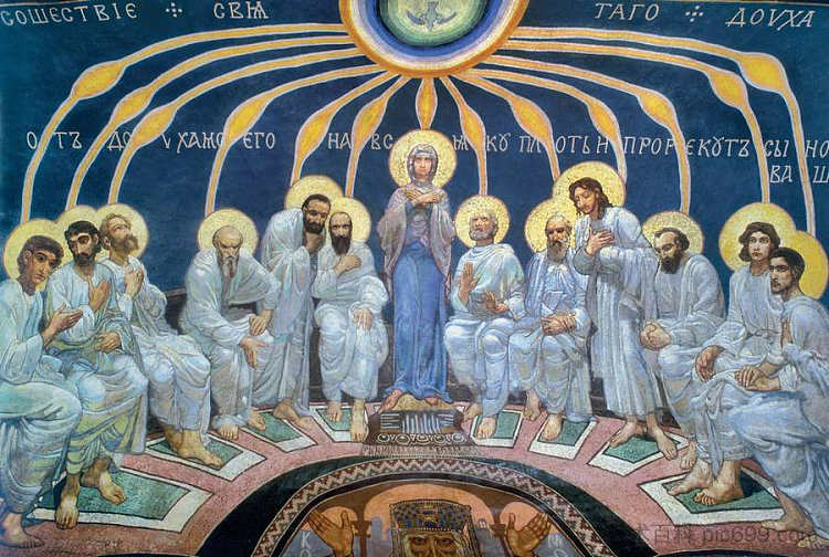 圣灵降临在使徒身上 Descent of Holy Spirit on the Apostles (1885; Kiev,Ukraine  )，米哈伊尔·弗贝鲁尔