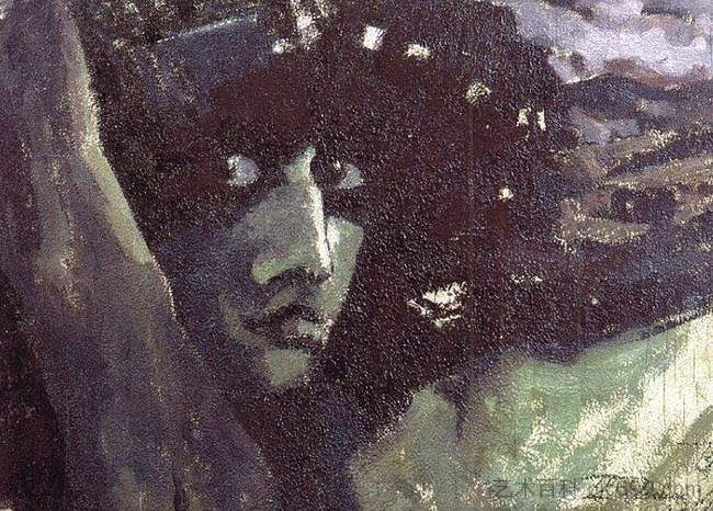 恶魔与山的头 Head of Demon with mountains (1890; Abramtsevo,Russian Federation ),米哈伊尔·弗贝鲁尔