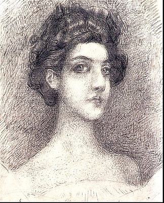 娜杰日达·扎贝拉-弗鲁贝尔的肖像 Portrait of Nadezhda Zabela-Vrubel (1904; Moscow,Russian Federation                     )，米哈伊尔·弗贝鲁尔