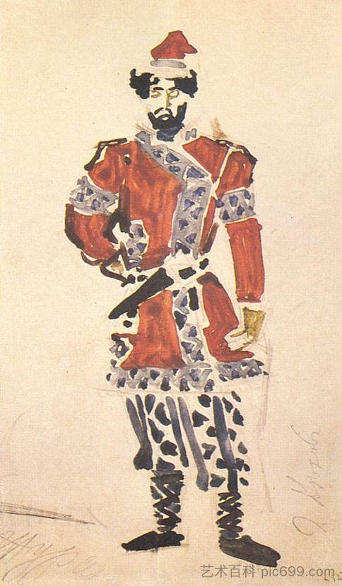 王子的猎人（歌剧《女魔法师》的服装设计） Prince's huntsman (Costume design for the opera "The Enchantress") (1900; Russian Federation  )，米哈伊尔·弗贝鲁尔