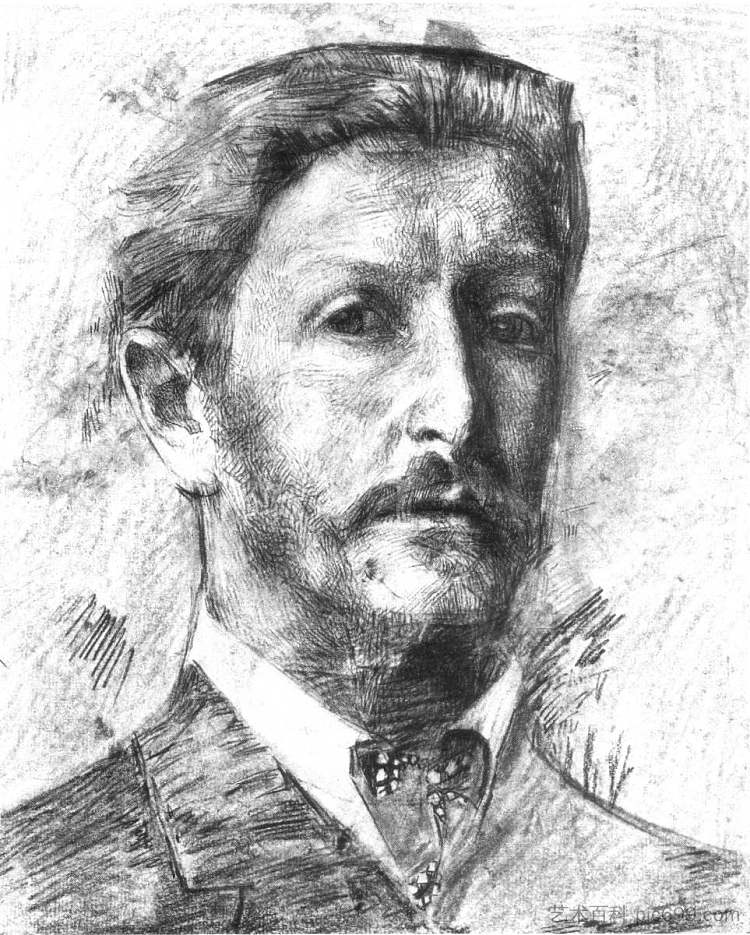 自画像 Self Portrait (1904; Moscow,Russian Federation  )，米哈伊尔·弗贝鲁尔