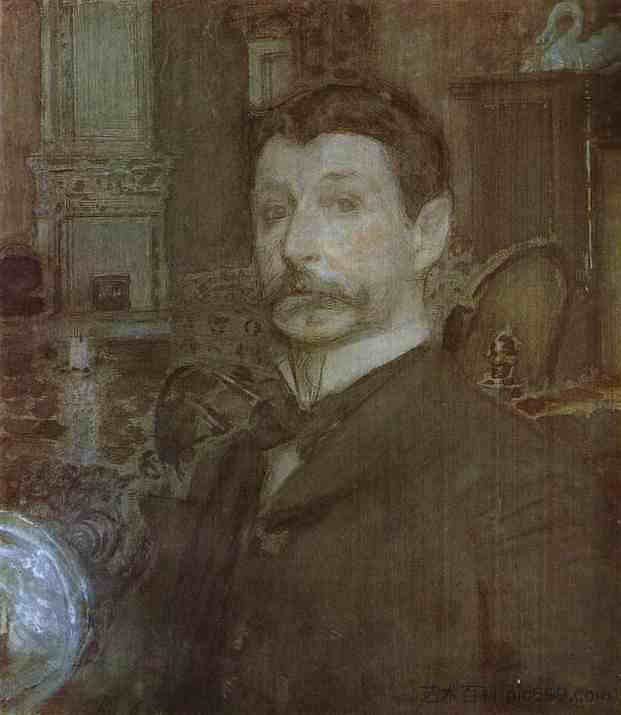 自画像 Self Portrait (1905; Moscow,Russian Federation  )，米哈伊尔·弗贝鲁尔