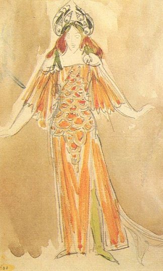 海公主沃尔霍娃（歌剧《萨德科》服装设计） Volkhova, the sea princess (Costume design for the opera “Sadko”) (1897; Russian Federation                     )，米哈伊尔·弗贝鲁尔