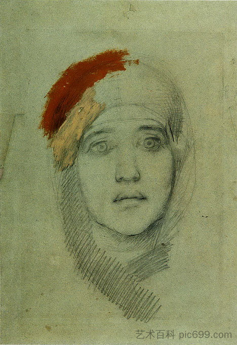 女人的头（艾米莉·普拉霍娃） Woman's Head (Emily L. Prahova) (1884; Kiev,Ukraine  )，米哈伊尔·弗贝鲁尔