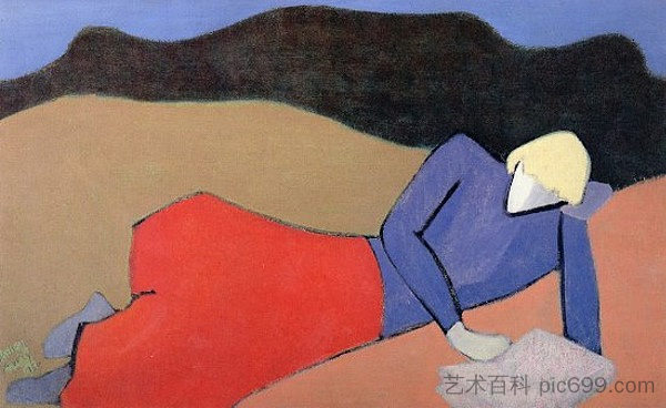 斜倚式阅读器 Reclining Reader (1950)，米尔顿·埃弗里