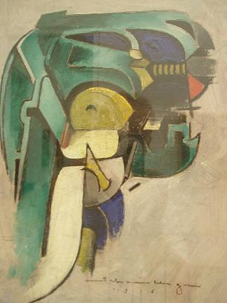 绘画IV（机械抽象） Painting IV (Mechanical Abstraction) (1916)，莫顿·尚伯格