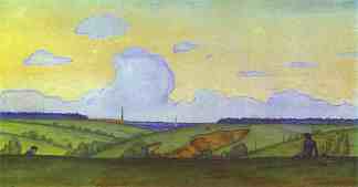 傍晚景观 Evening Landscape (1915)，莫斯塔拉夫·多布尔日茨基