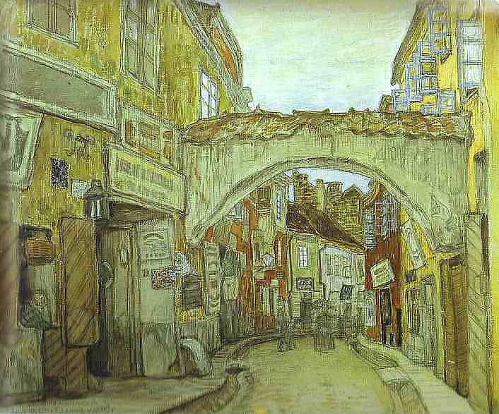 维尔诺的玻璃制造商街 Glassmakers street in Vilno (1906)，莫斯塔拉夫·多布尔日茨基