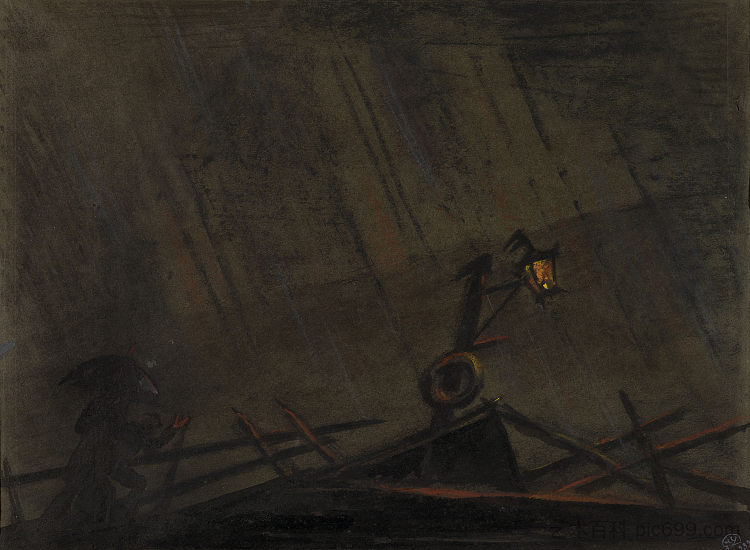 陀思妥耶夫斯基《被附身者》插图 Illustration for Dostoevsky's "The Possessed" (1913),莫斯塔拉夫·多布尔日茨基