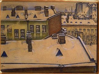 雪下的屋顶 Rooftops under the snow (1916; Leningrad / Sankt-peterburg / Petrograd / Sankt Petersburg / Saint Petersburg,Russian Federation                     )，莫斯塔拉夫·多布尔日茨基