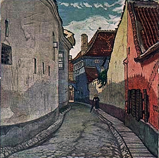 维尔诺。小街桩（伯纳丁）。 Vilno. Side street Piles (Bernardine). (c.1906)，莫斯塔拉夫·多布尔日茨基