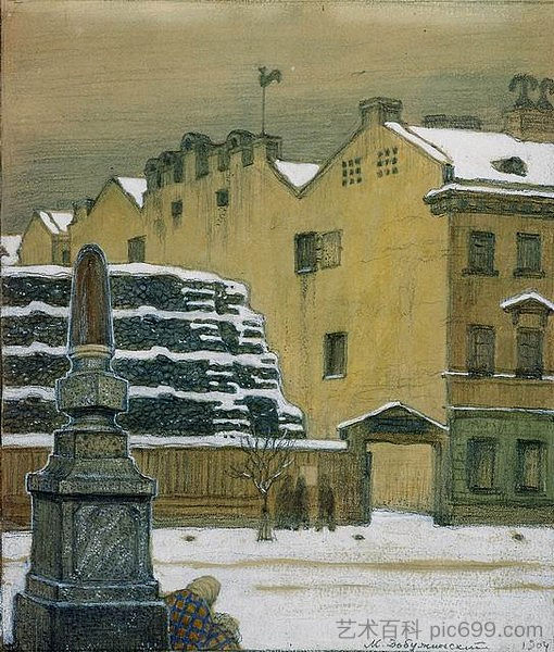 城市的冬天 Winter in the City (1904; Leningrad / Sankt-peterburg / Petrograd / Sankt Petersburg / Saint Petersburg,Russian Federation ),莫斯塔拉夫·多布尔日茨基